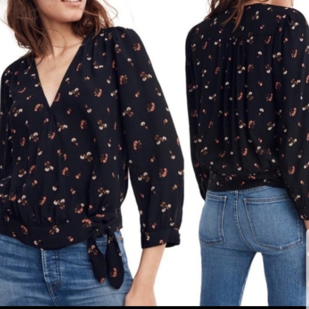 Madewell flower toss wrap top